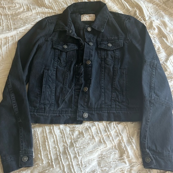 NWOT Free People Black Denim Jacket - Picture 1 of 3